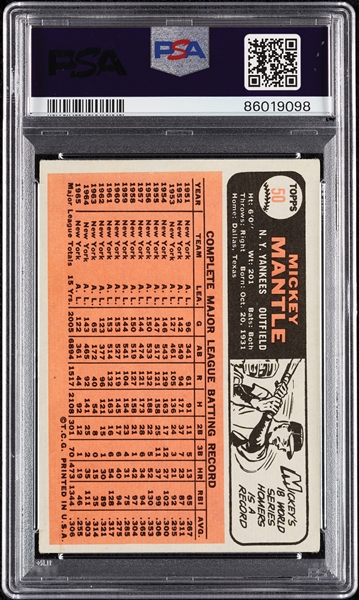 1966 Topps Mickey Mantle No. 50 PSA 3