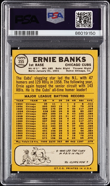 1968 Topps Ernie Banks No. 355 PSA 8