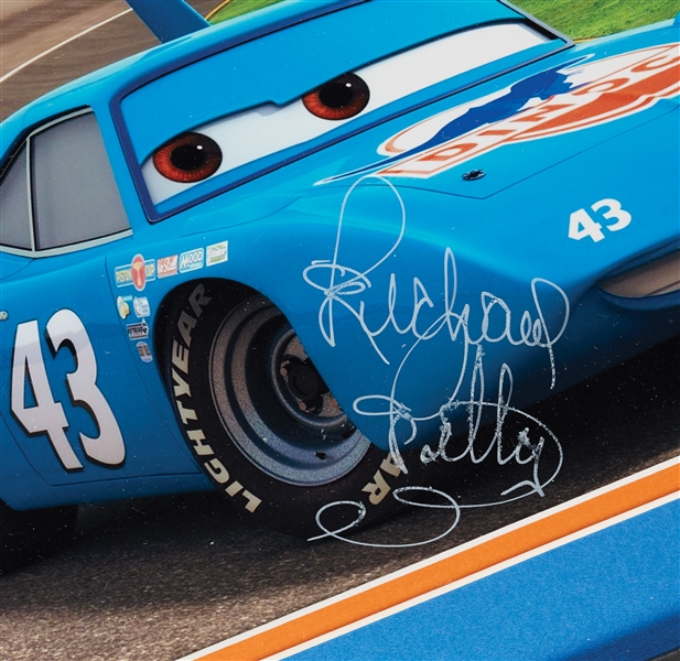 Richard Petty Signed Photos & Postcard Trio (JSA) (BAS) (PSA/DNA) (3)