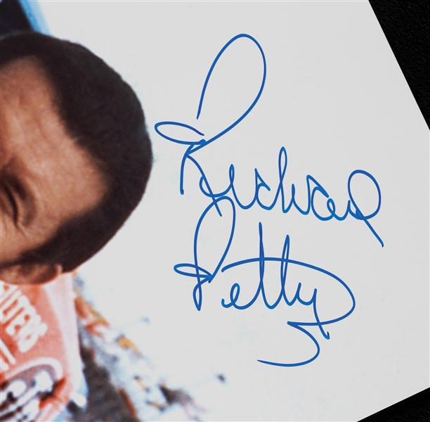 Richard Petty Signed Photos & Postcard Trio (JSA) (BAS) (PSA/DNA) (3)