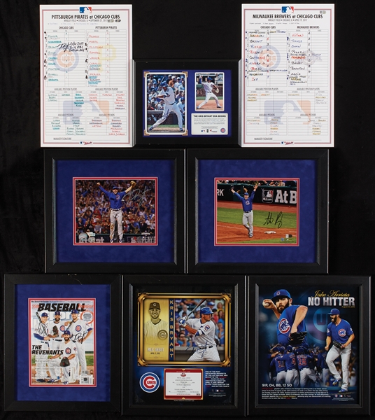 2016 Chicago Cubs Signed Framed Photos Group with Bryant & Rizzo (16)