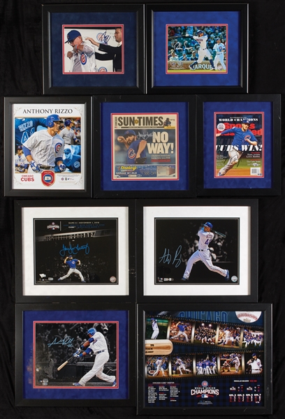 2016 Chicago Cubs Signed Framed Photos Group with Bryant & Rizzo (16)