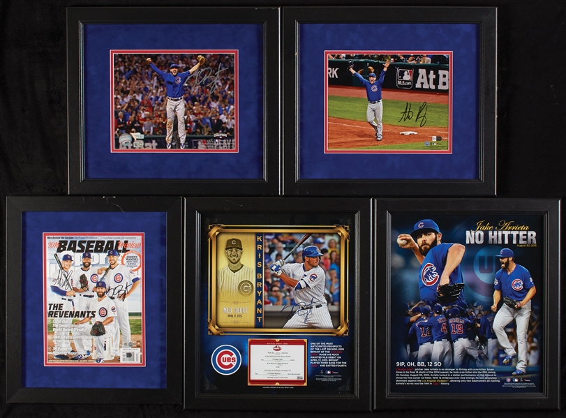 2016 Chicago Cubs Signed Framed Photos Group with Bryant & Rizzo (16)