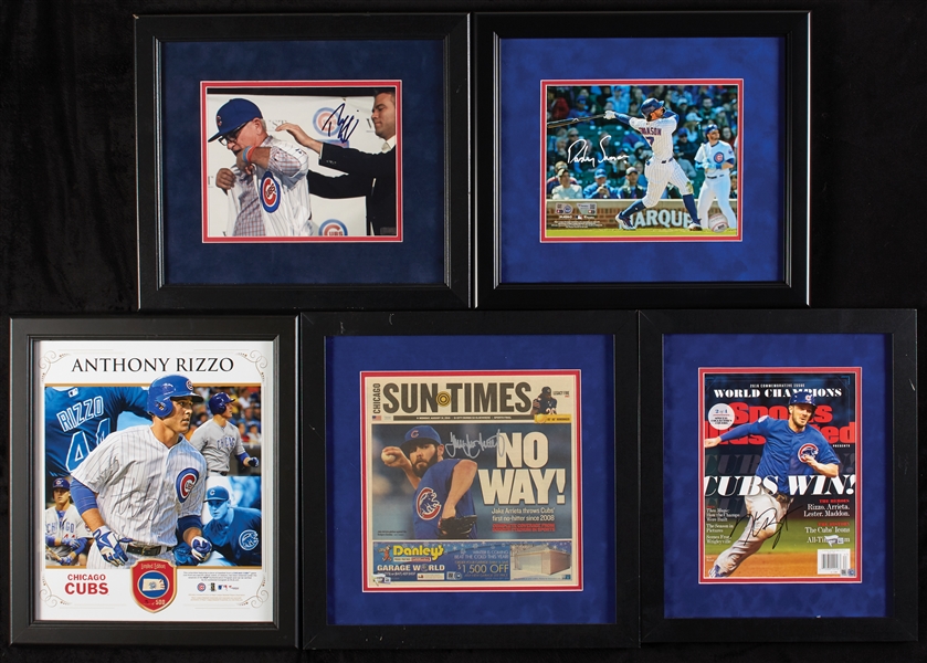 2016 Chicago Cubs Signed Framed Photos Group with Bryant & Rizzo (16)