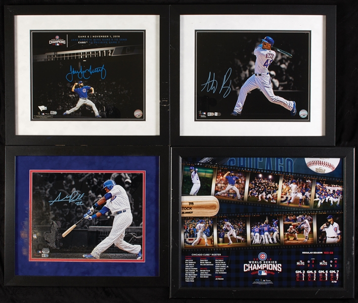 2016 Chicago Cubs Signed Framed Photos Group with Bryant & Rizzo (16)