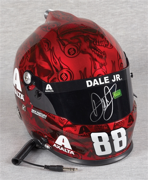 Dale Earnhardt Jr. Signed Racing Helmet & Die-Cast Car Pair (2)