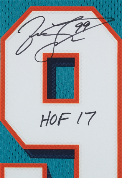 Jason Taylor Signed Dolphins Framed Jersey Inscribed HOF 17 (Fanatics)