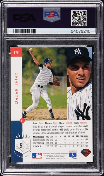 1993 SP Derek Jeter RC No. 279 PSA 5