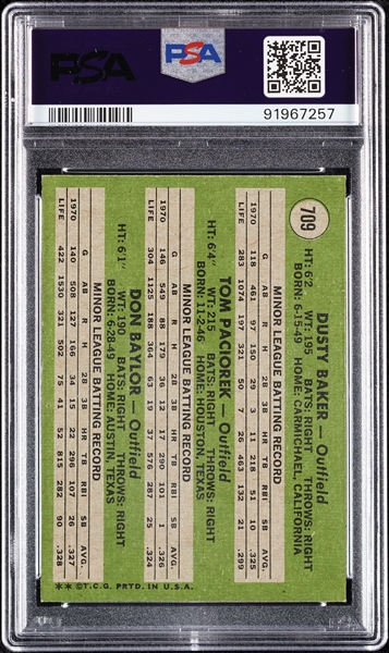 1971 Topps Dusty Baker/Don Baylor RC No. 709 PSA 6