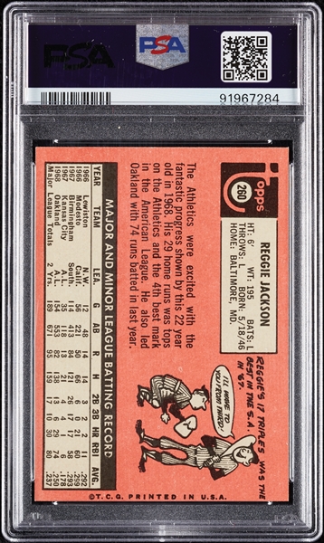 1969 Topps Reggie Jackson RC No. 260 PSA 4