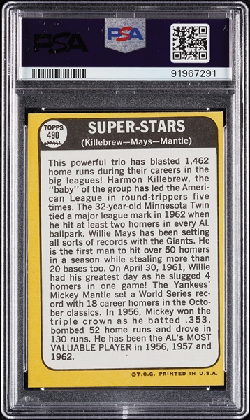 1968 Topps Super Stars (Mantle/Mays/Killebrew) No. 490 PSA 5