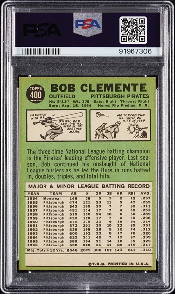 1967 Topps Roberto Clemente No. 400 PSA 5