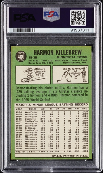 1967 Topps Harmon Killebrew No. 460 PSA 7