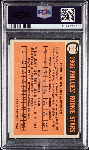 1966 Topps Fergie Jenkins RC No. 254 PSA 6