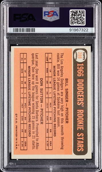 1966 Topps Don Sutton RC No. 288 PSA 7