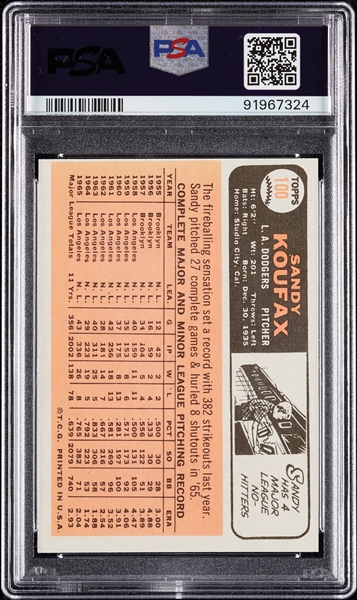 1966 Topps Sandy Koufax No. 100 PSA 6