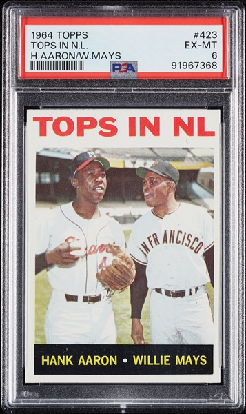 1964 Topps Tops in NL Hank Aaron & Willie Mays No. 423 PSA 6