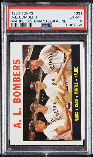 1964 Topps AL Bombers Maris/Cash/Mantle/Kaline No. 331 PSA 6