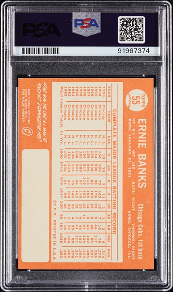 1964 Topps Ernie Banks No. 55 PSA 7