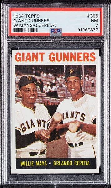 1964 Topps Giant Gunners Willie Mays & Orlando Cepeda No. 306 PSA 7