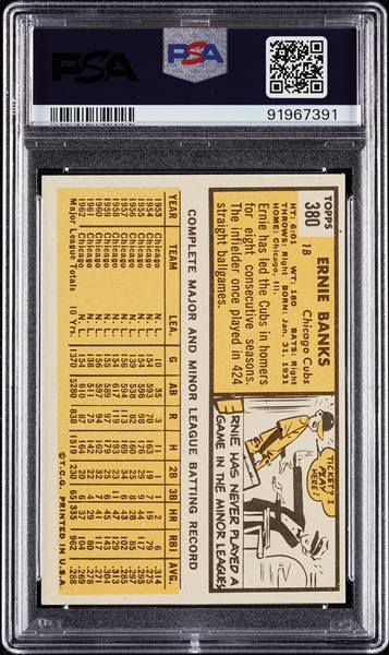 1963 Topps Ernie Banks No. 380 PSA 6