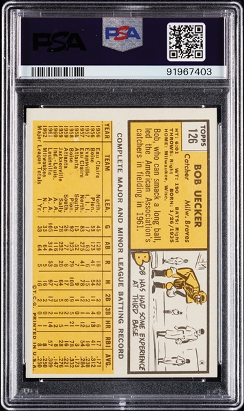 1963 Topps Bob Uecker No. 126 PSA 7