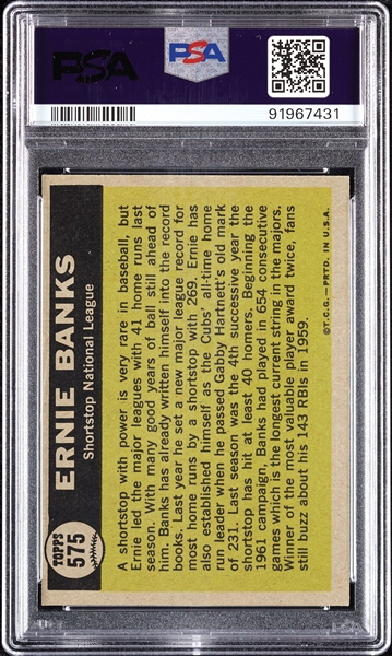 1961 Topps Ernie Banks All-Star No. 575 PSA 7