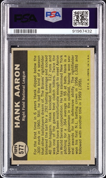 1961 Topps Hank Aaron All-Star No. 577 PSA 6