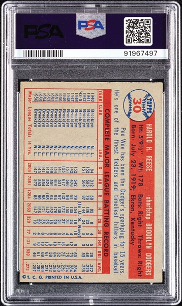 1957 Topps Pee Wee Reese No. 30 PSA 6