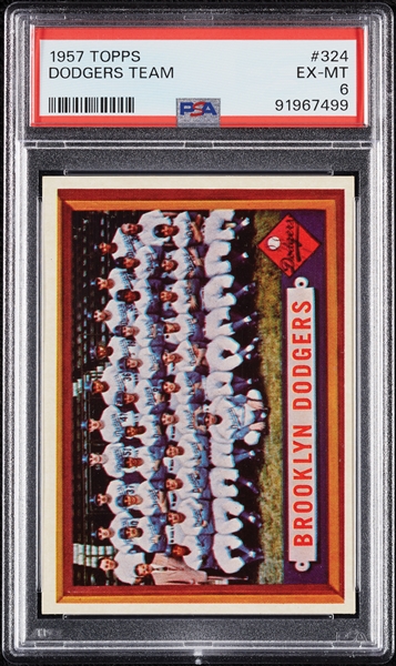 1957 Topps Dodgers Team No. 324 PSA 6