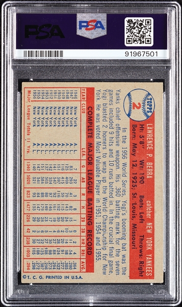 1957 Topps Yogi Berra No. 2 PSA 5