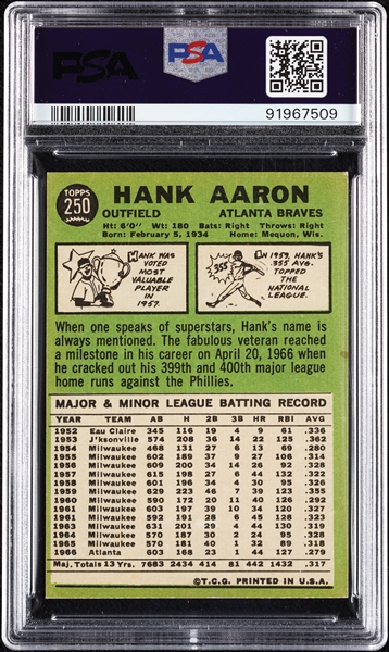 1967 Topps Hank Aaron No. 250 PSA 5