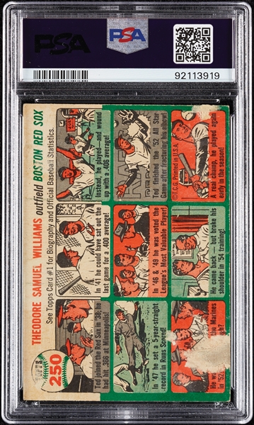 1954 Topps Ted Williams No. 250 PSA 1