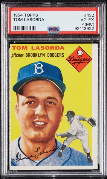 1954 Topps Tom Lasorda RC No. 132 PSA 4 (MC)