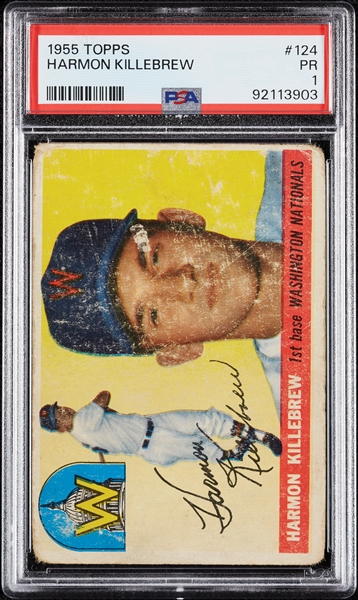 1955 Topps Harmon Killebrew RC No. 124 PSA 1