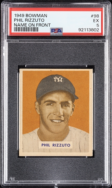 1949 Bowman Phil Rizzuto Name On Front No. 98 PSA 5