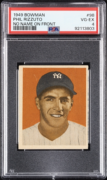 1949 Bowman Phil Rizzuto No Name On Front No. 98 PSA 4