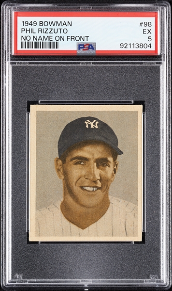 1949 Bowman Phil Rizzuto No Name On Front No. 98 PSA 5