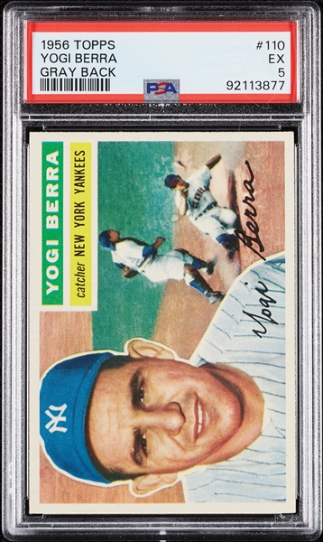 1956 Topps Yogi Berra Gray Back No. 110 PSA 5