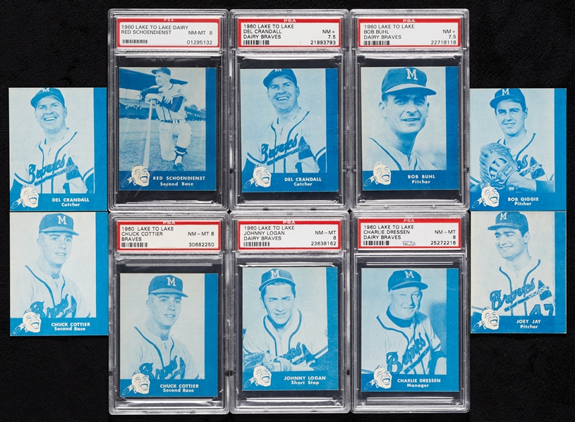 1960 Lake to Lake Dairy Milwaukee Braves High-Grade Group, Six Slabs (10)