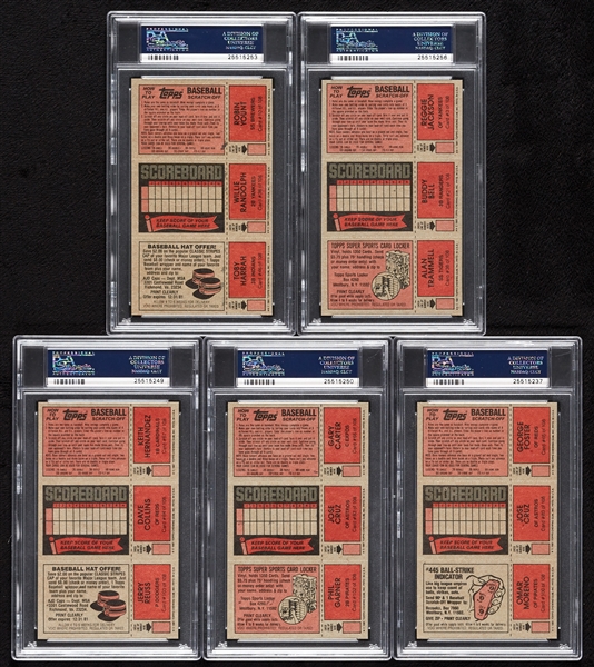 1981 Topps Scratch-Offs PSA-Graded Group (5)