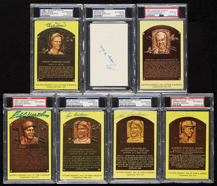 Signed Yellow HOF Plaque Postcard Group with Schuerholz Jr. PSA 10 (7)