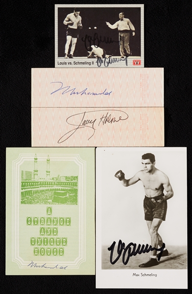 Boxing HOFer Signed Group with (2) Muhammad Ali, Schmeling, Holmes (5)