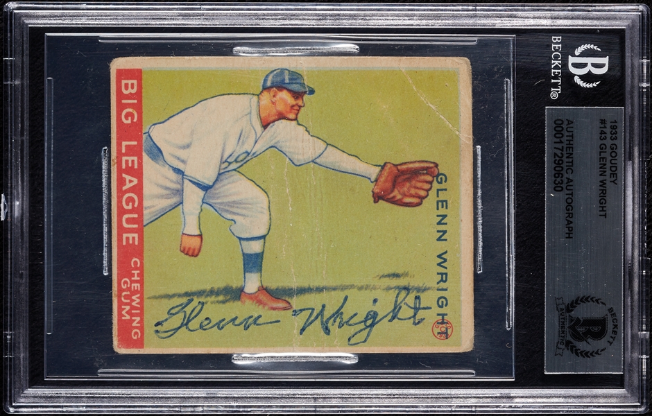 Glenn Wright Signed 1933 Goudey No. 143 (BAS)