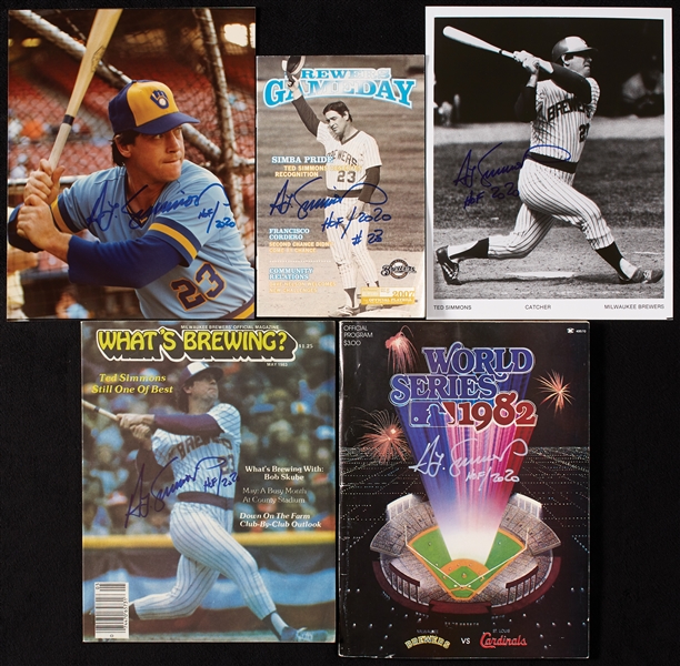 Ted Simmons Signed Card, Photo & Program Group (12)