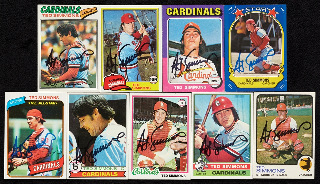 St. Louis Cardinals HOFers Signed Trading Card Group with Brock, Musial (20)