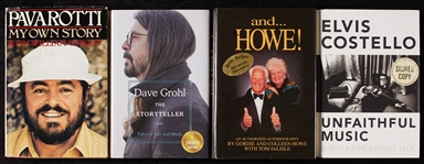 Signed Books Group with Gordie Howe, Luciano Pavarotti, Elvis Costello & Dave Grohl (4)