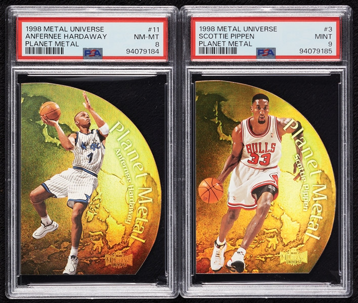 1998 Metal Universe Planet Metal Pair with Scottie Pippen PSA 9, Anfernee Hardaway PSA 8 (2)