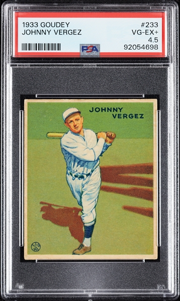 1933 Goudey Johnny Vergez No. 233 PSA 4.5