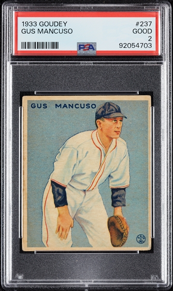 1933 Goudey Gus Mancuso No. 237 PSA 2